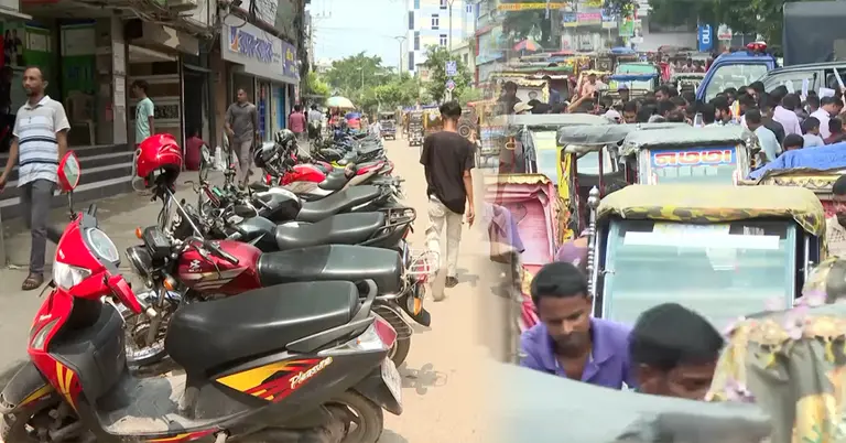 বগুড়ায় যত্রতত্র পার্কিং ও যানজটের চিত্র